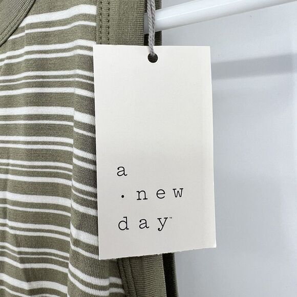 Womens Green Striped Maxi Tank Shirt Dress M Beach Vacation Cruise Summer - Picture 4 of 12